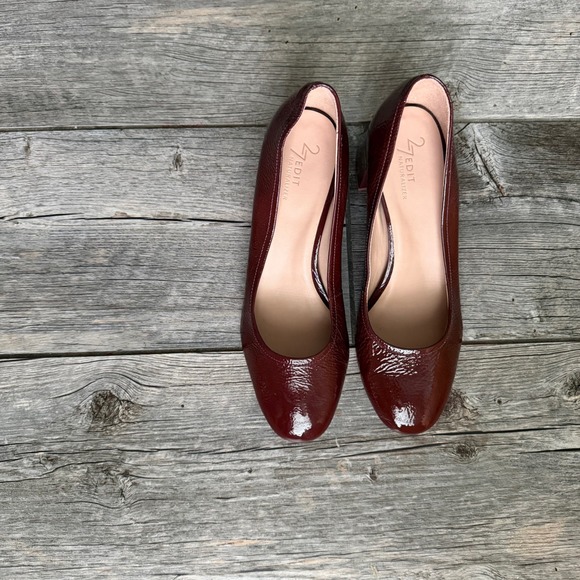 27 EDIT Naturalizer Womens Red Patent Leather Block Heel Pumps - Picture 1 of 6